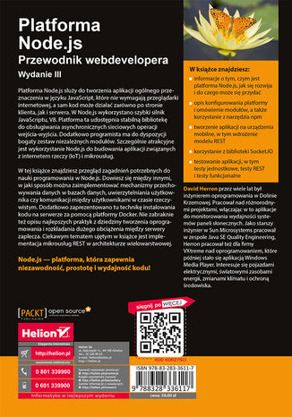 Tylna okładka: Platforma Node.js. Przewodnik webdevelopera. Wydanie III