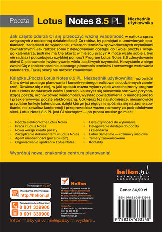 Tylna okładka: Poczta Lotus Notes 8.5 PL. Niezbednik uzytkownika