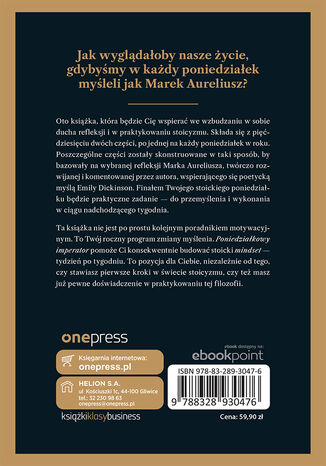 Tylna okładka: Poniedziałkowy imperator. 52 tygodnie z Markiem Aureliuszem