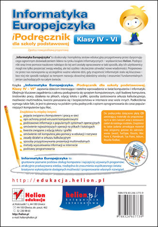 Tylna okładka: Informatyka Europejczyka. iPodręcznik dla szkoły podstawowej, kl. IV - VI