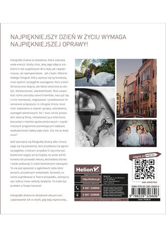 Tylna okładka: Profesjonalna fotografia ślubna. Od perfekcyjnego warsztatu do dochodowego biznesu. Wydanie II zmienione