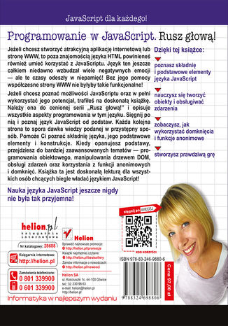 Tylna okładka: Programowanie w JavaScript. Rusz głową!