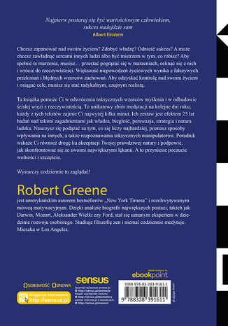 Prawa na każdy dzień. 366 medytacji o mocy, uwodzeniu, biegłości i naturze ludzkiej Robert Greene - tył okładki ebooka