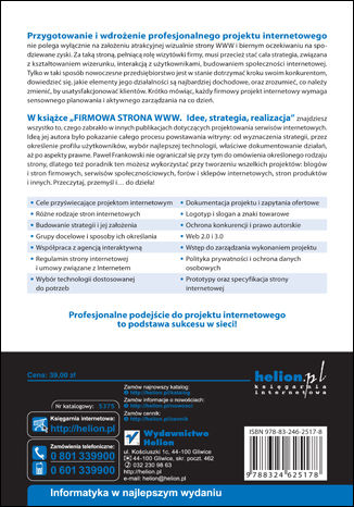 Tylna okładka: Firmowa strona WWW. Idee, strategia, realizacja