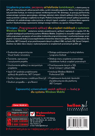 Tylna okładka: Programowanie aplikacji dla urządzeń mobilnych z systemem Windows Mobile