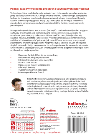 Tylna okładka: Prostota i użyteczność. Projektowanie rozwiązań internetowych, mobilnych i interaktywnych