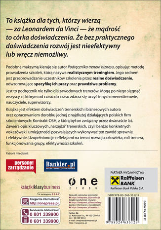 Tylna okładka: Prowadzenie warsztatów szkoleniowych. Podręcznik trenera biznesu