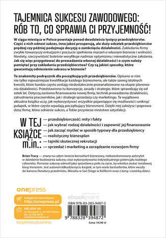 Przedsiębiorczość. Jak założyć i rozwijać własną firmę Brian Tracy - tył okładki książki