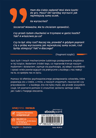 Tylna okładka: PSYCHOefekty. 50 zjawisk psychologicznych, które wpływają na Twoje życie