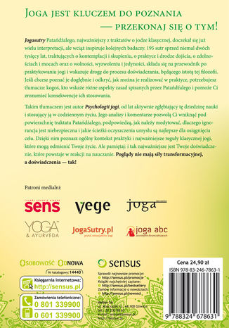 Psychologia jogi. Wprowadzenie do 'Jogasutr' Patańdźalego Maciej Wielobób - tył okładki książki
