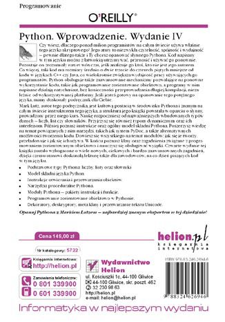 Tylna okładka: Python. Wprowadzenie. Wydanie IV