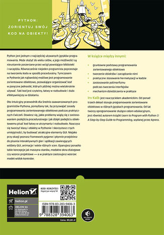 Tylna okładka: Python zorientowany obiektowo. Programowanie gier i graficznych interfejsów użytkownika