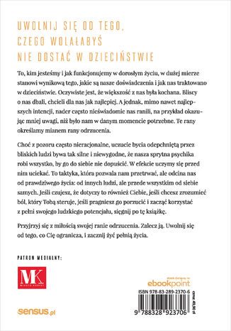 Tylna okładka: Rana odrzucenia. Ulecz dziecięce traumy i odzyskaj siebie