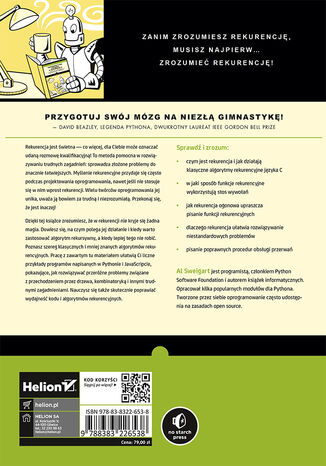 Tylna okładka: Rekurencyjna książka o rekurencji. Zostań mistrzem rozmów kwalifikacyjnych poświęconych językom Python i JavaScript