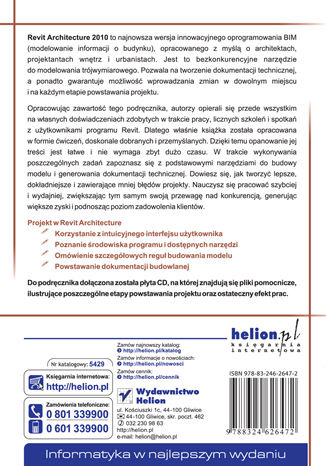 Revit Architecture. Podręcznik użytkownika Katarzyna Szajrych, Jadwiga Fijka, Wojciech Kozłowski - tył okładki książki