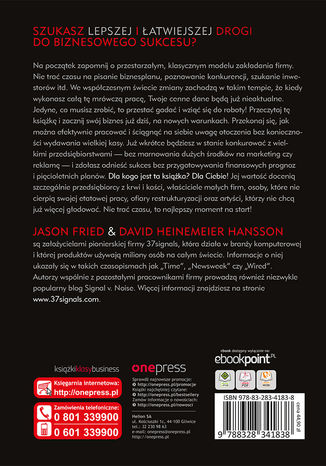 Rework Jason Fried, David Heinemeier Hansson - tył okładki książki