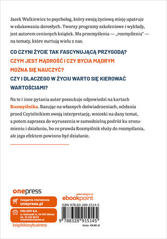 Tylna okładka: Rozmyślnik Jacka Walkiewicza. Zainspiruj się do działania! Wydanie 2