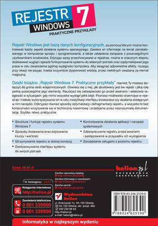 Tylna okładka: Rejestr Windows 7. Praktyczne przykłady
