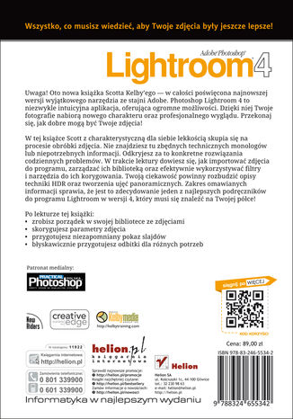 Tylna okładka: Sekrety cyfrowej ciemni Scotta Kelby'ego. Edycja i obróbka zdjęć w programie Adobe Photoshop Lightroom 4