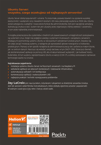 Tylna okładka: Serwer Ubuntu. Kompletny przewodnik po Ubuntu Server 22.04. Wydanie IV