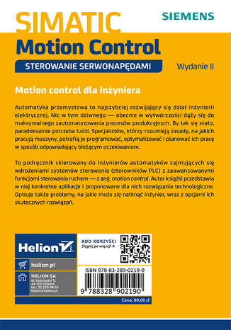SIMATIC Motion Control - sterowanie serwonapędami. Teoria. Aplikacje. Ćwiczenia. Wydanie 2 Radosław Krzyżanowski - tył okładki ebooka