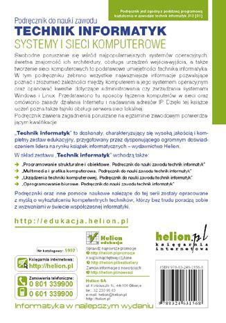 Tylna okładka: Systemy i sieci komputerowe. Podręcznik do nauki zawodu technik informatyk