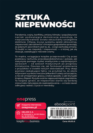 Tylna okładka: Sztuka niepewności. Jak ryzyko, przypadek i niewiedzę przekuć we własną siłę