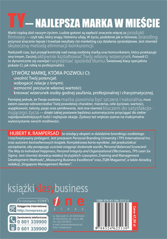 Tylna okładka: TY - marka inna niż wszystkie. Sztuka autentycznego brandingu osobistego
