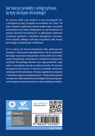 Tylna okładka: Web accessibility. Wprowadzenie do dostępności cyfrowej
