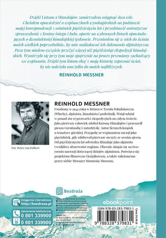 Wędruję, aby żyć. Listy z Himalajów Reinhold Messner - tył okładki książki