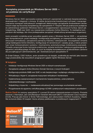 Tylna okładka: Windows Server 2025. Kompendium administratora i przygotowanie do egzaminu AZ-800. Wydanie IV