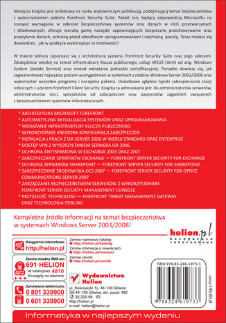 Tylna okładka: Microsoft Windows Server 2003/2008. Bezpieczeństwo środowiska z wykorzystaniem Forefront Security