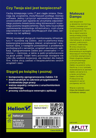 Tylna okładka: Zabbix 7.0. Efektywny monitoring infrastruktury IT dla każdego
