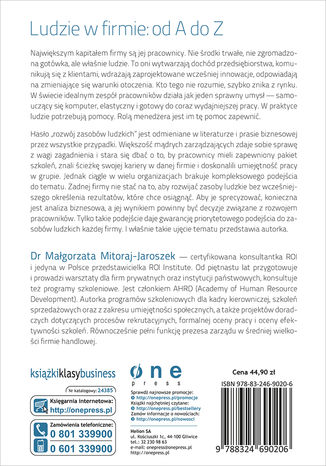 Tylna okładka: Zarządzanie rozwojem pracowników. Kompleksowe i praktyczne ujęcie