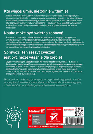 Zajcia rewalidacyjne. Zeszyt wicze dla szkoy podstawowej, klasy 7 - 8. Cz 1. Doskonalimy logiczne mylenie, rozumowanie, spostrzegawczo i percepcj wzrokowo-suchow Jolanta Paczyk - ty okadki ebooka