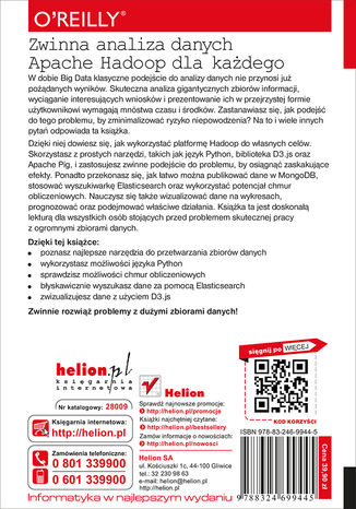 Tylna okładka: Zwinna analiza danych. Apache Hadoop dla każdego