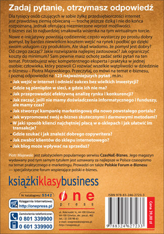 125 pytań na temat e-biznesu do Piotra Majewskiego Piotr Majewski - tył okładki książki