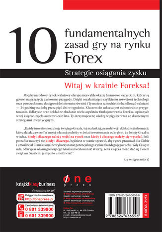10 fundamentalnych zasad gry na rynku Forex. Strategie osiągania zysku Jared Martinez - tył okładki książki