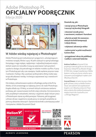 Adobe Photoshop PL. Oficjalny podręcznik. Edycja 2020 Andrew Faulkner, Conrad Chavez  - tył okładki książki