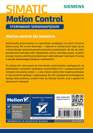 SIMATIC Motion Control - sterowanie serwonapędami. Teoria. Aplikacje. Ćwiczenia Radosław Krzyżanowski - tył okładki książki