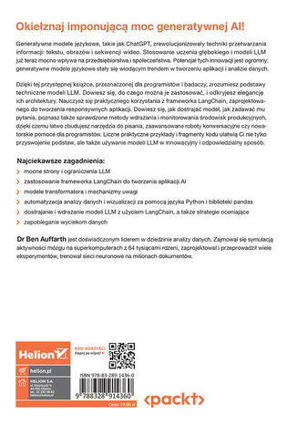 Generatywna sztuczna inteligencja z LangChain. Budowanie aplikacji AI opartych na LLM z użyciem Pythona, ChatGPT i innych modeli językowych Ben Auffarth - tył okładki książki