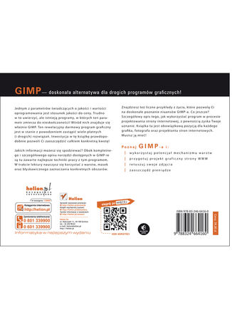 GIMP. Kreatywne techniki dla fotografów i grafików Michael J. Hammel - tył okładki książki