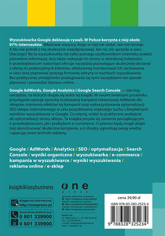 Narzędzia Google dla e-commerce Krzysztof Marzec - tył okładki książki