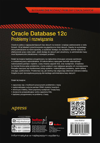 Oracle Database 12c. Problemy i rozwiązania Sam Alapati, Darl Kuhn, Bill Padfield - tył okładki książki