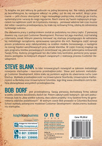 Podręcznik startupu. Budowa wielkiej firmy krok po kroku Steve Blank, Bob Dorf - tył okładki książki