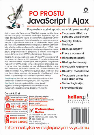 Po prostu JavaScript i Ajax. Wydanie VII Tom Negrino, Dori Smith - tył okładki książki