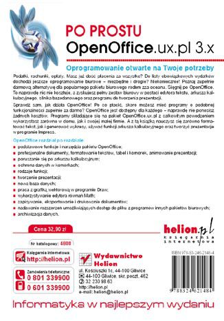 Po prostu OpenOffice.ux.pl 3.x Waldemar Howil - tył okładki książki