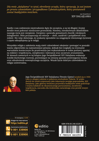 Ścieżka buddyzmu tybetańskiego. Koniec cierpienia i odkrycie drogi do szczęścia His Holiness the Dalai Lama - tył okładki książki
