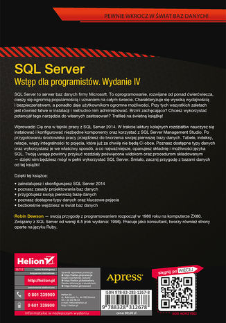 SQL Server. Wstęp dla programistów. Wydanie IV Robin Dewson - tył okładki książki
