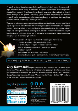 Sztuka rozpoczynania 2.0 Guy Kawasaki - tył okładki książki